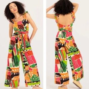 Anthropologie Bel Kazan Evie Jumpsuit Tropical Medium